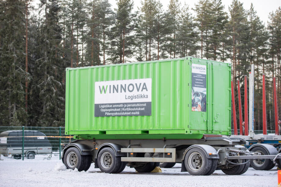 WinNovan logistiikan vihreä kontti.