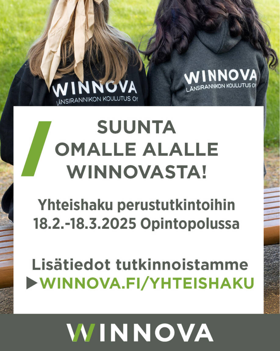 Yhteishakku 18.2.-18.3.2025 opintopolussa. WinNovan mainoskuva.